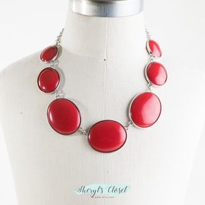Red Statement bib necklace